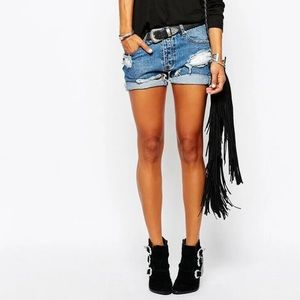 One Teaspoon Chargers Distress Denim Shorts